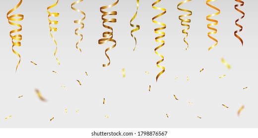 Golden ribbons of serpentine on the white background. Vector illustration EPS10
