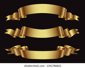 Golden ribbons set.Gold ribbon banners.