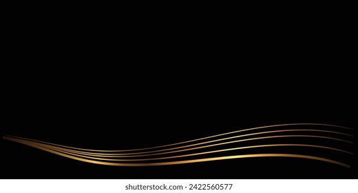 Golden ribbons, sinuous lines.Vector illustration.