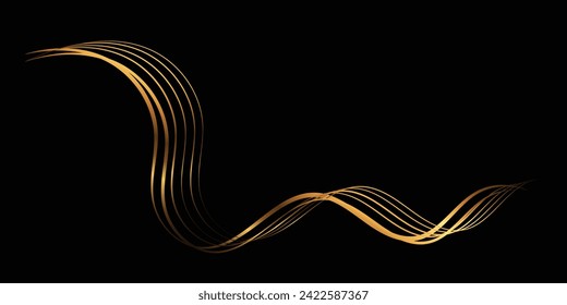Golden ribbons, sinuous lines.Vector illustration.