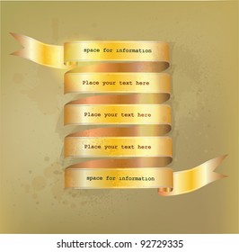 Golden ribbons with space for text