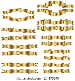 Golden ribbons/banners vector set