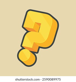 golden riddle sign with outline flat vector design.