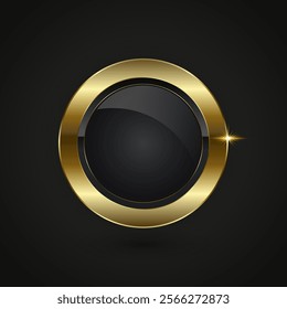 Golden Rimmed Icon-A sleek, circular design featuring a black glossy center surrounded by a radiant gold frame. A small golden sparkle adds a touch of luxury and sophistication.
