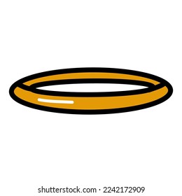 Golden ring. Angel halo. Cartoon doodle vector illustration. 