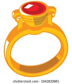 Golden Ring Big Red Stone On Stock Vector (Royalty Free) 1042820881 ...