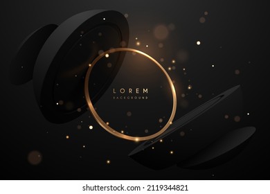 Golden ring with black sliced sphere