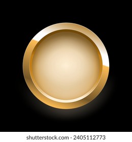 Golden Ring Decorative Frame Or Button Isolated On Black. EPS10 Vector