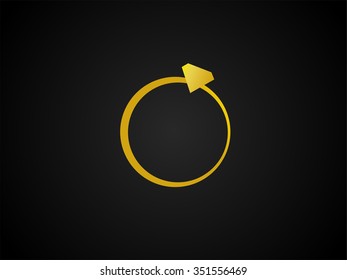 Golden ring with diamond icon, logo