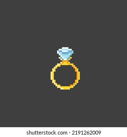 golden ring with diamond in pixel art style