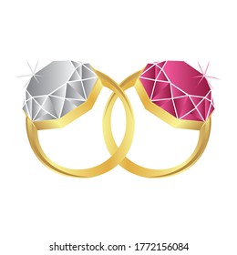 Golden ring with diamond vector design