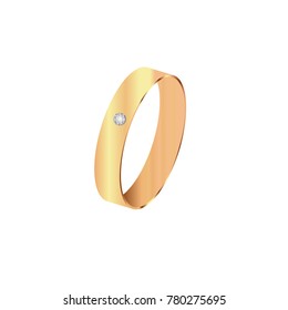golden ring with diamond vector isolated object. golden ring illustration.