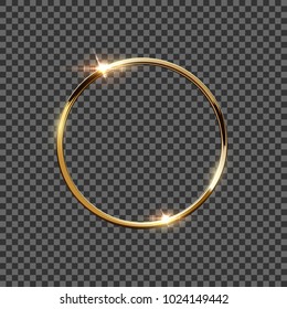 Golden ring isolated on transparent background. Vector design element.