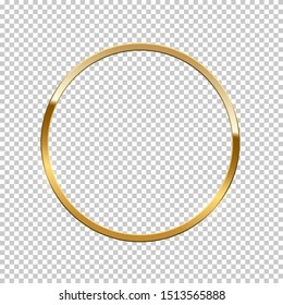 Golden ring isolated on transparent background. Vector golden frame