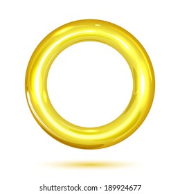 Golden ring isolated on white background, illustration.