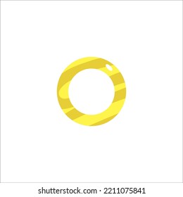 Golden ring isolated on white background. Vector cartoon illustration.