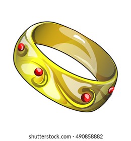 Golden ring isolated on white background. Vector illustration.
