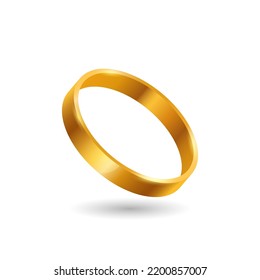 Golden Ring. Jewelry Romantic Gift Rich Status Symbol And Decoration For Wedding Holiday Vector Ceremony