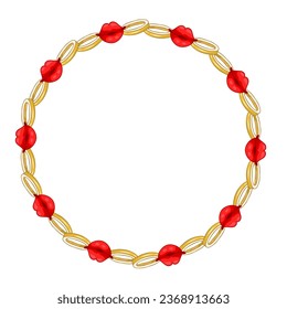 golden ring and lips kiss love wedding symbol round frame