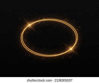 Anillo dorado. Marco brillante de lujo. Marco dorado con efectos de luces.