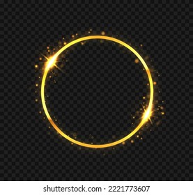 Golden ring. Luxury sparkling frame. Golden frame with lights effects.