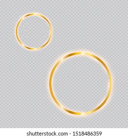 Golden ring on a transparent background. brilliant flash, shooting stars.