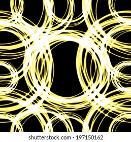 Golden rings of fire. Sesames pattern. Vector graphic