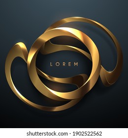 Golden rings with glow and shadow effect