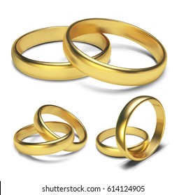 Golden rings isolated on white background Vector Illustration