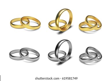 Golden rings isolated on white background Vector Illustration