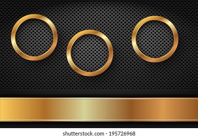 The golden Rings on dark Background