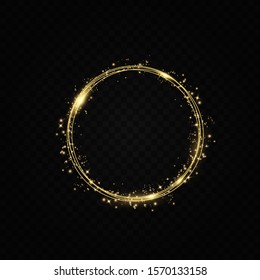 Golden ring.Vector luxury sparkling frame.Christmas decoration.
