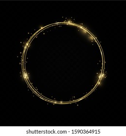 Golden ring.Vector luxury sparkling frame.Christmas decoration.