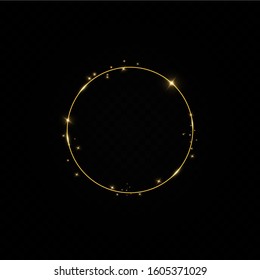 Golden ring.Vector luxury sparkling frame.Christmas decoration.