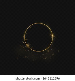 Golden ring.Vector luxury sparkling frame.Christmas decoration.