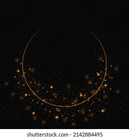 Golden ring.Vector luxury sparkling frame.Christmas decoration.