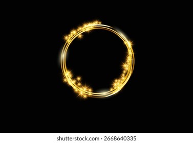 Golden ring.Vector luxury sparkling frame.Christmas decoration