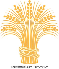 Golden ripe wheat sheaf as decorative element or logo template. 
