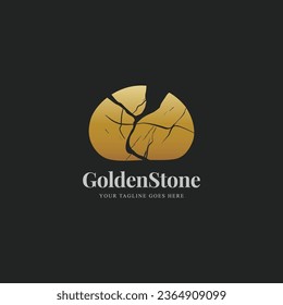 Golden river stone elegant logo design vector icon illustration