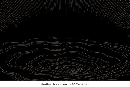 Golden river water on a swirling black background with a Japanese touch.