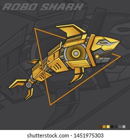 Golden Robo Shark Illustration Vector