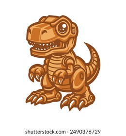 golden robot tyrannosaurus t rex. vector illustration