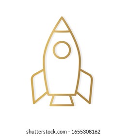 golden rocket icon- vector illustration