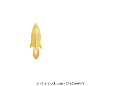Golden Rocket launch, ship.vector, illustration concept of business product on a market.
