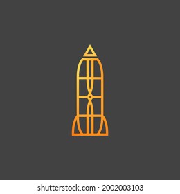 Golden rocket monoline logo art design