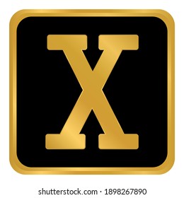 Golden roman numeral ten button. Vector illustration.