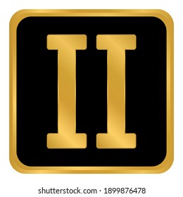 Golden roman numeral two button. Vector illustration.