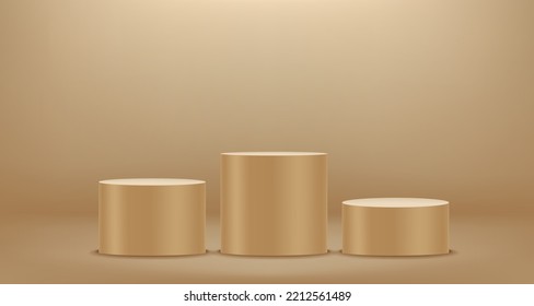 Habitación dorada con podio vacío. 3.ª vitrina vectorial con espacio de copia