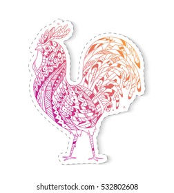Golden Rooster symbol 2017. Rooster inspired zentangle style. Illustration can be used as a sticker.