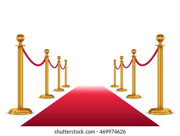 Golden rope barrier with red event carpet